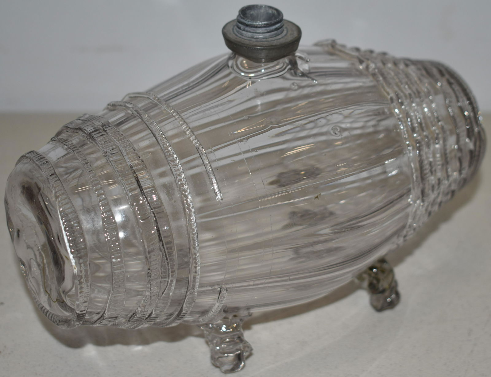 CLEAR BLOWN BARREL SHAPED BOTTLE (1 of 4)