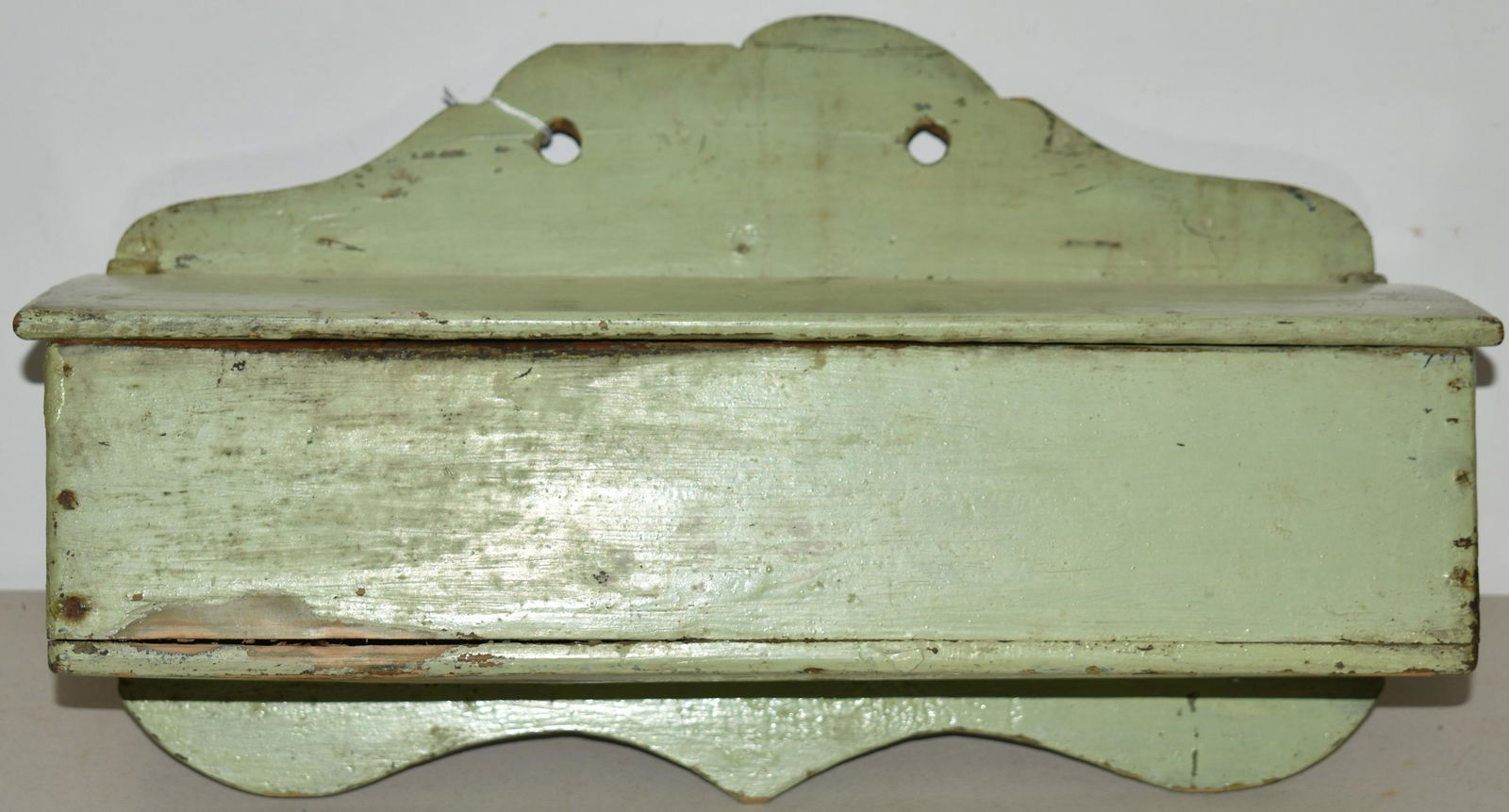19TH CENT PAINTED SLAT TOP WALL BOX (1 of 3)