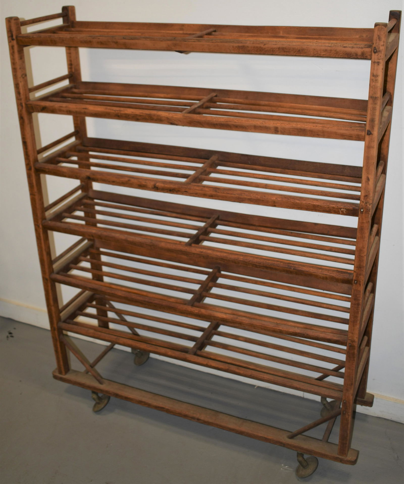 VINTAGE WOODEN ROLLING SHOE CART (1 of 1)
