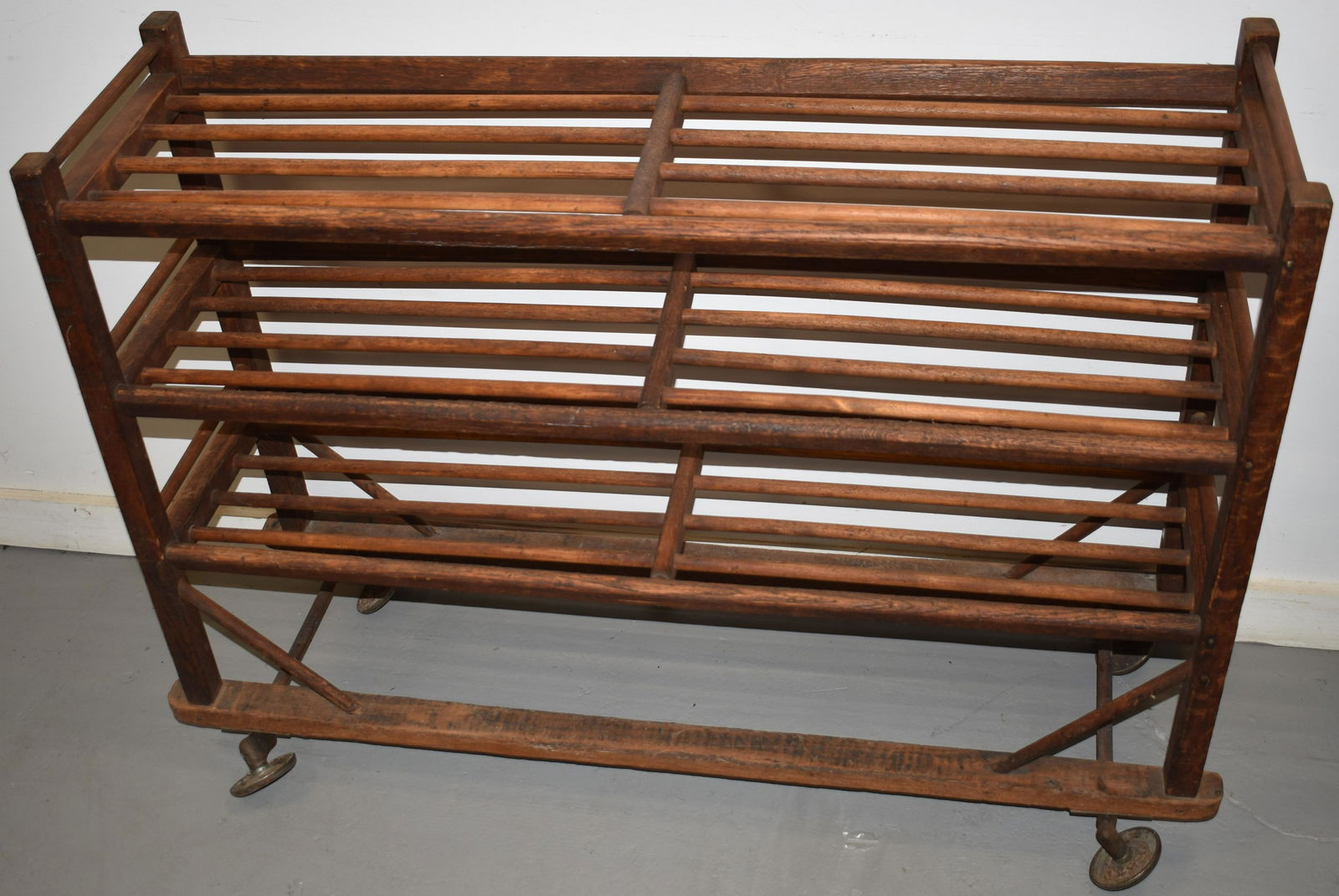 VINTAGE WOODEN ROLLING SHOE CART (1 of 1)