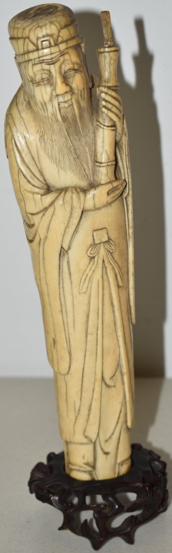 8" CHINESE CARVED IVORY SCHOLAR FIGURE (1 of 2)