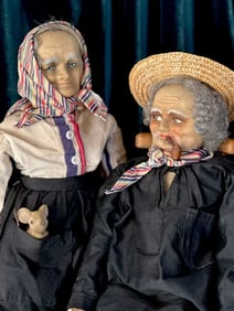 Lot Of 2 Large Antique French (?) Ravca Type Cloth 22" Dolls