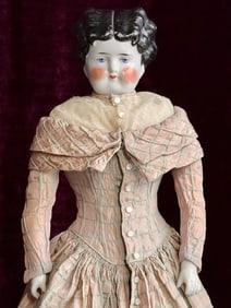 Antique German 18.5" Butterfly China Head Fashion Lady Doll