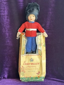 Vintage Chad Valley 8.5" British Guard Cloth Doll in Original Box