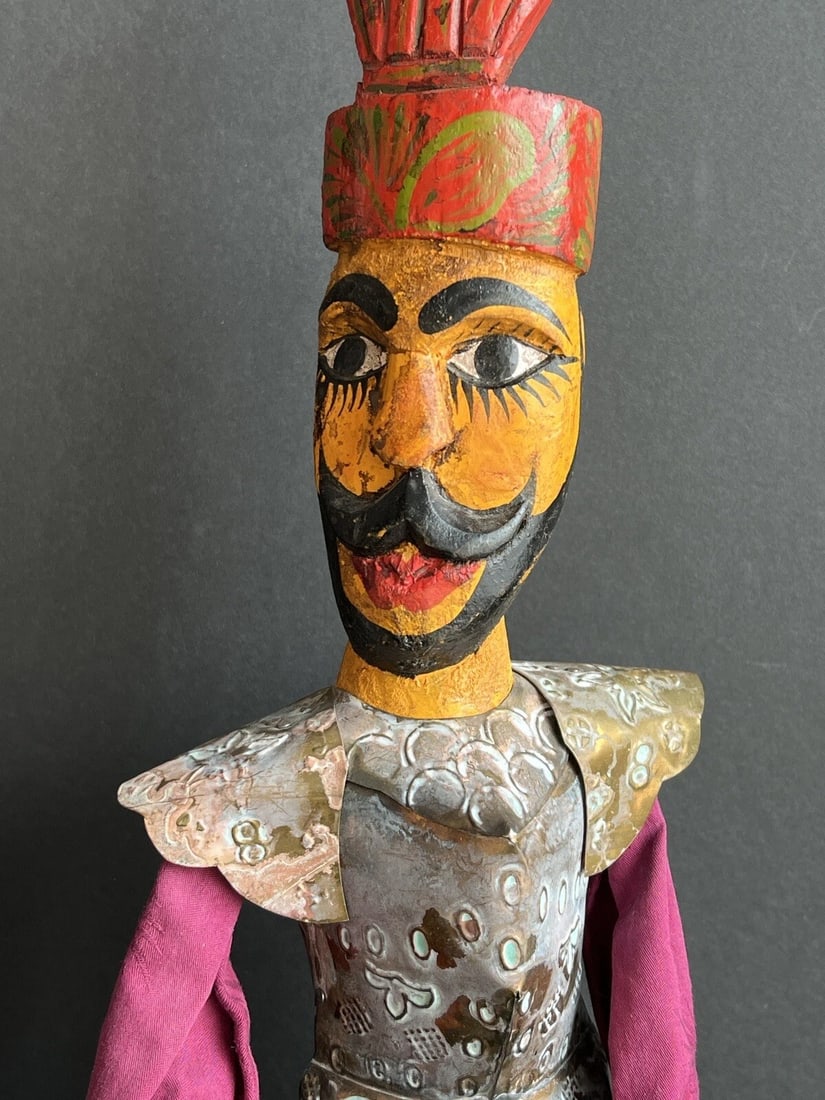 Vintage Asian Burmese (?) Wooden/Metal Puppet Doll Wall Décor (1 of 4)