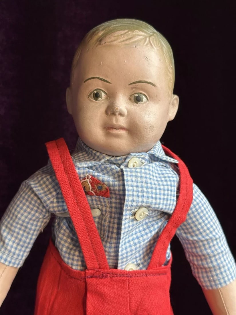 Vintage American 17" Rubber Oil Cloth Hospital Mannequin Boy Doll (1 of 5)