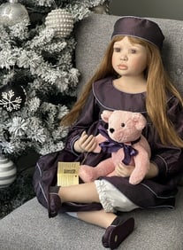 Lifelike 38" Collectible Porcelain Doll “Rebecca" by Christine Orange LE 1000