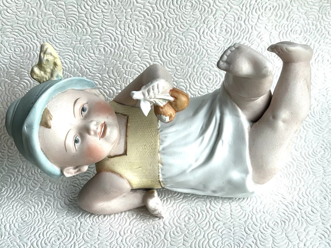 Antique German 9" Gebruder Heubach Bisque Piano Baby Figurine (1 of 4)