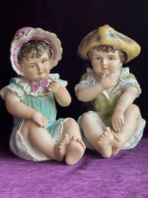 Lot of 2 Vintage Japanese or German Porcelain Piano Babies Figurines