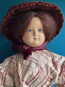 Large Antique German 30" Wax Over Papier Mache Doll