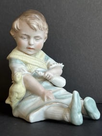 Antique German Gebruder Heubach (?) Unmarked Bisque Boy Figurine