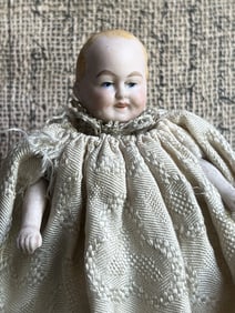 Rare Antique German 4.75" Bisque Shoulder Head Dollhouse Bald Man Doll