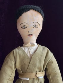 Antique American Primitive 15" Handmade Cloth Rag Folk Soldier (?) Doll