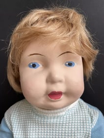 Unidentified Large 23" Antique Composition (?) Repainted Baby Doll