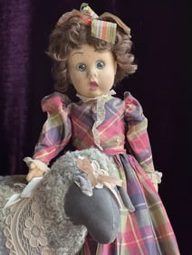 Rare Vintage Italian 20" Original Lenci Googly Eyes Felt Doll Tagged Outfit