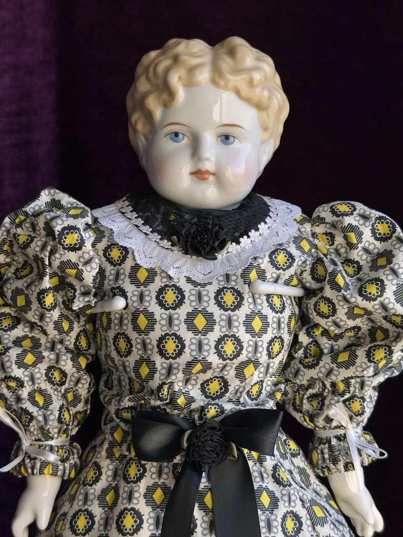 Large Antique German 24" Exposed Ears Blonde China Head Doll (1 of 6)