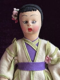 Vintage 8" Italian Lenci Type Mascotte Oriental Asian Miniature Doll