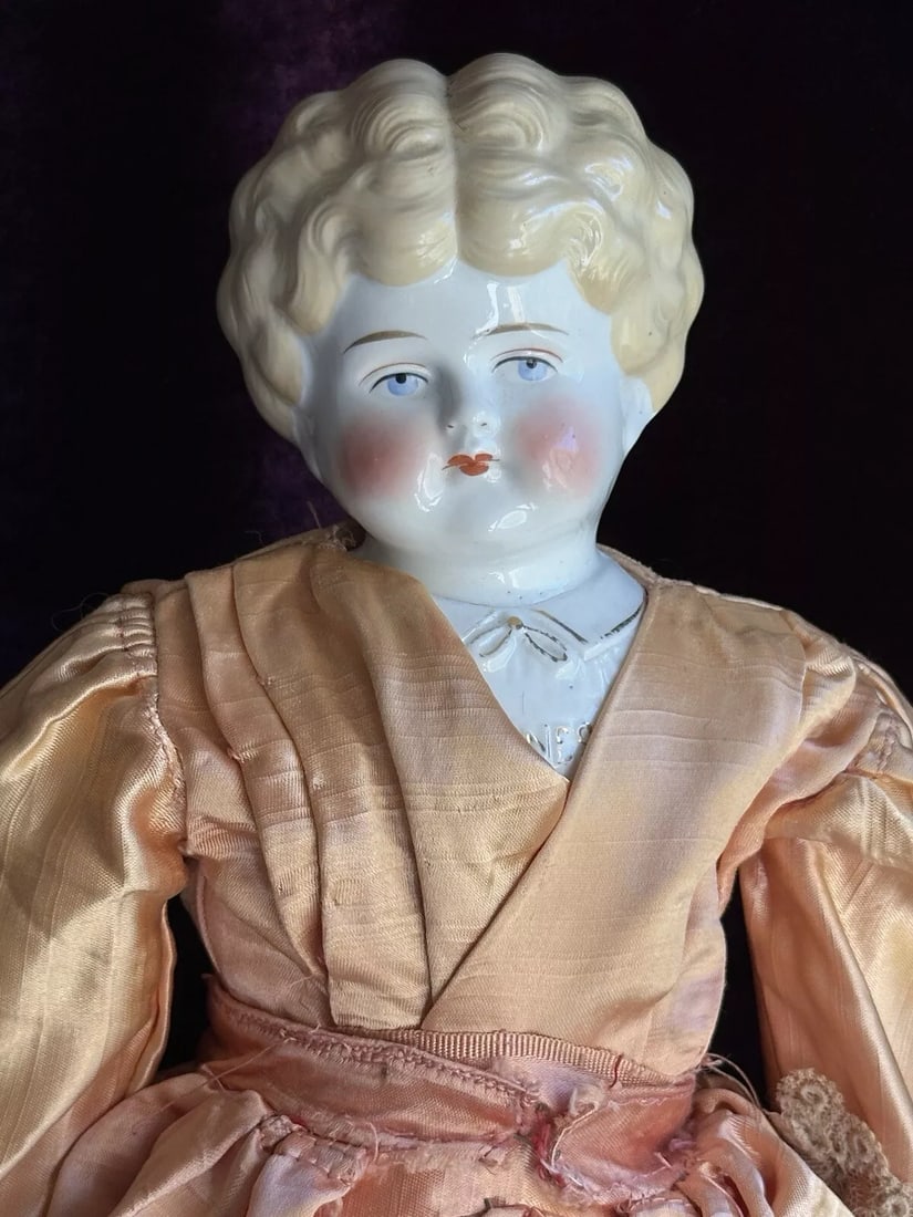 Antique German Hertwig 20" Pet Name Agnes Lowbrow China Head Doll (1 of 5)