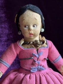 Vintage Italian 9.5" Lenci Mascotte Felt Cloth Doll with Tags