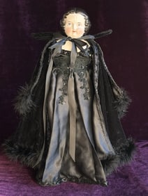 Antique German 16" High Brow China Shoulder Head Doll Damaged