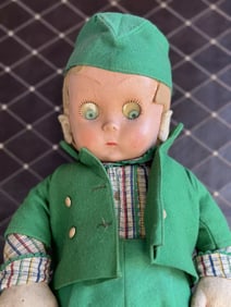 Vintage Italian 23" Lenci Didi (?) Felt Cloth Doll with Googly Disc Eyes