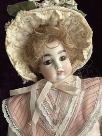 Vintage Porcelain 19" Repro of Antique French Bru Circle Dot Doll by Clara Wade