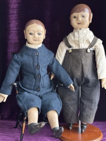 Pair of Vintage Izannah 21" Walker Style Oil Painted Cloth Dolls by Lucille Totman