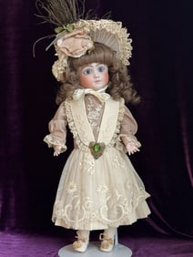 Vintage All Porcelain 20" Reproduction of Antique French Andre Thuillier Doll