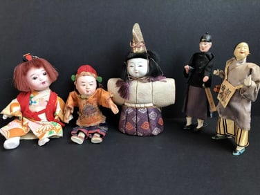 Lot of 5 Vintage Oriental Bisque/Composition Dolls