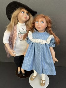 Vintage OOAK (?) Artist Made Klay (?) Dolls Mother and Daughter Set