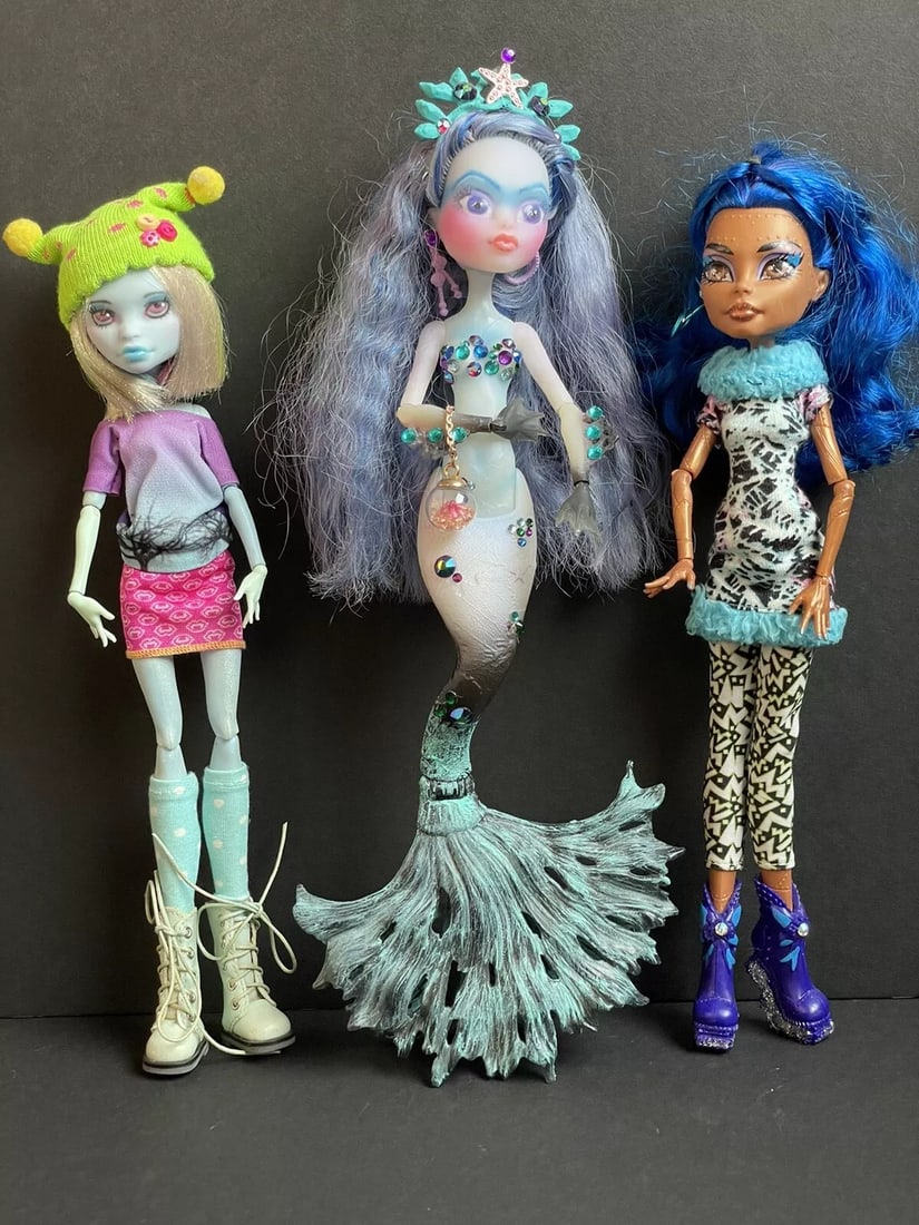 Lot of 3 Repainted Artist OOAK BJD Monster High Dolls (1 of 5)