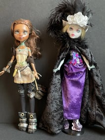 Lot of 2 Repainted Artist OOAK BJD Monster High Dolls Halloween Decoration