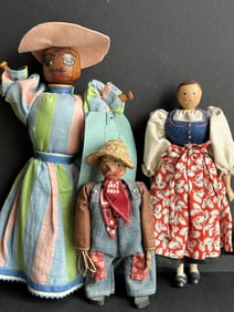 Lot of 3 Vintage Wooden Dolls