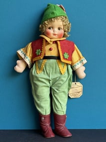 Vintage 13" Georgene Novelty Cloth Hard Mask Czechoslovakia Boy Doll