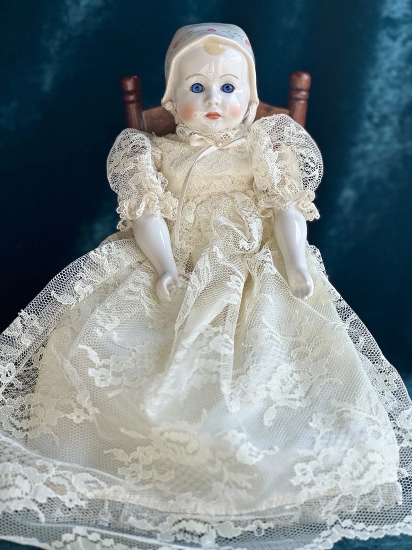Rare 12.5" Vintage 1948 Emma Clear Signed Stuart Baby China Doll Glass Eyes (1 of 5)