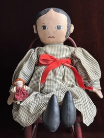 Vintage 18" Cloth Artist Reproduction of Antique Izannah Walker Victoria Doll