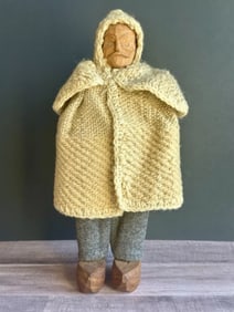 Unidentified Vintage (?) 10" French Hand Carved Wood Male Doll