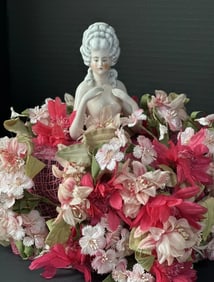 Antique German Pincushion Half Doll Marie Antoinette Hairstyle Arms Away