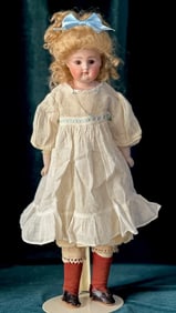 Early JDK Kestner Pouty Face Closed Mouth Bisque Shoulder Head 14" Doll Marked 3