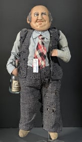RARE Original French Bernard Ravca Stockinette Portrait Doll Of Paul-Henri Spaak