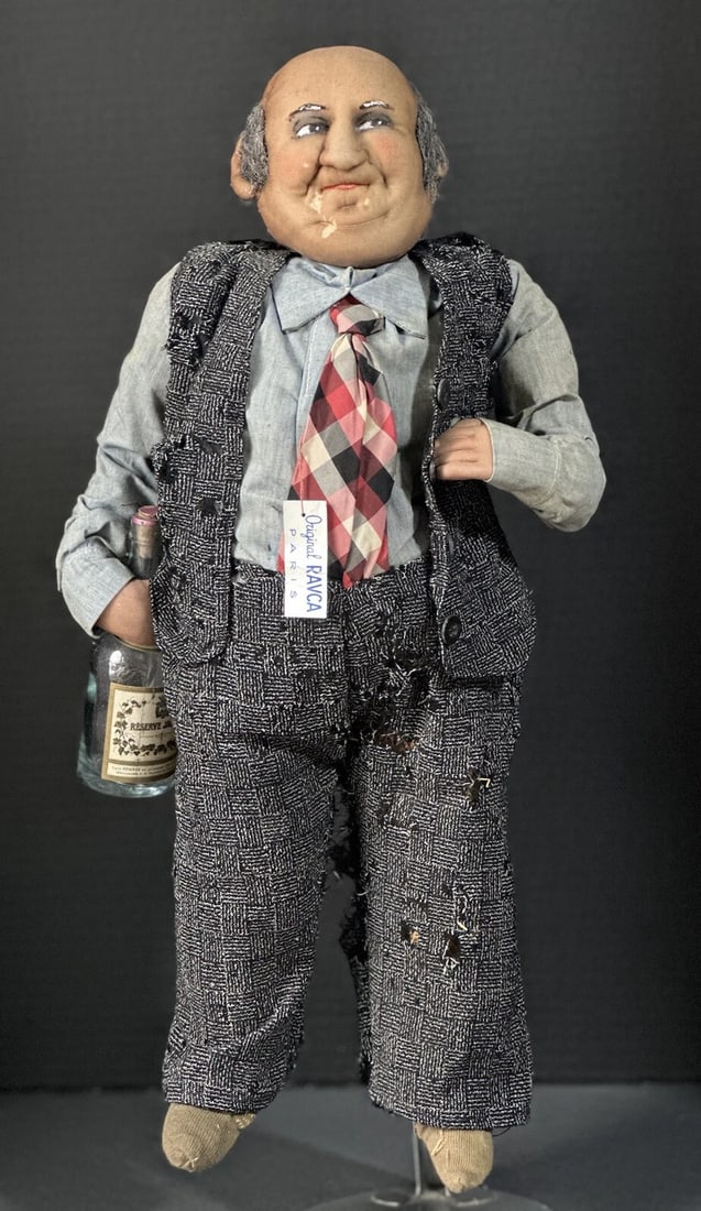 RARE Original French Bernard Ravca Stockinette Portrait Doll Of Paul-Henri Spaak (1 of 3)