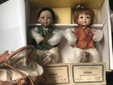 NIB Lot Of 2 Porcelain 13" Dolls by J.C Lee for Seymour Mann