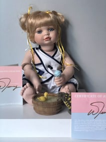 Porcelain 14" Doll Holly by Tuss William Tung LE 121/750 with Box, COA & Tag