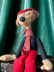 Vintage 1960’s Cragstun (?) Japan Wolf Plush 14" Stuffed Animal Toy