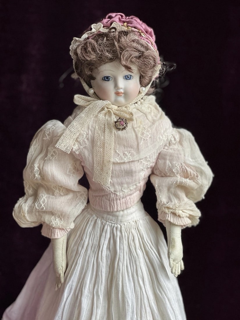 Vintage Porcelain 16" Reproduction of Antique French Fashion Doll Leather Body (1 of 20)