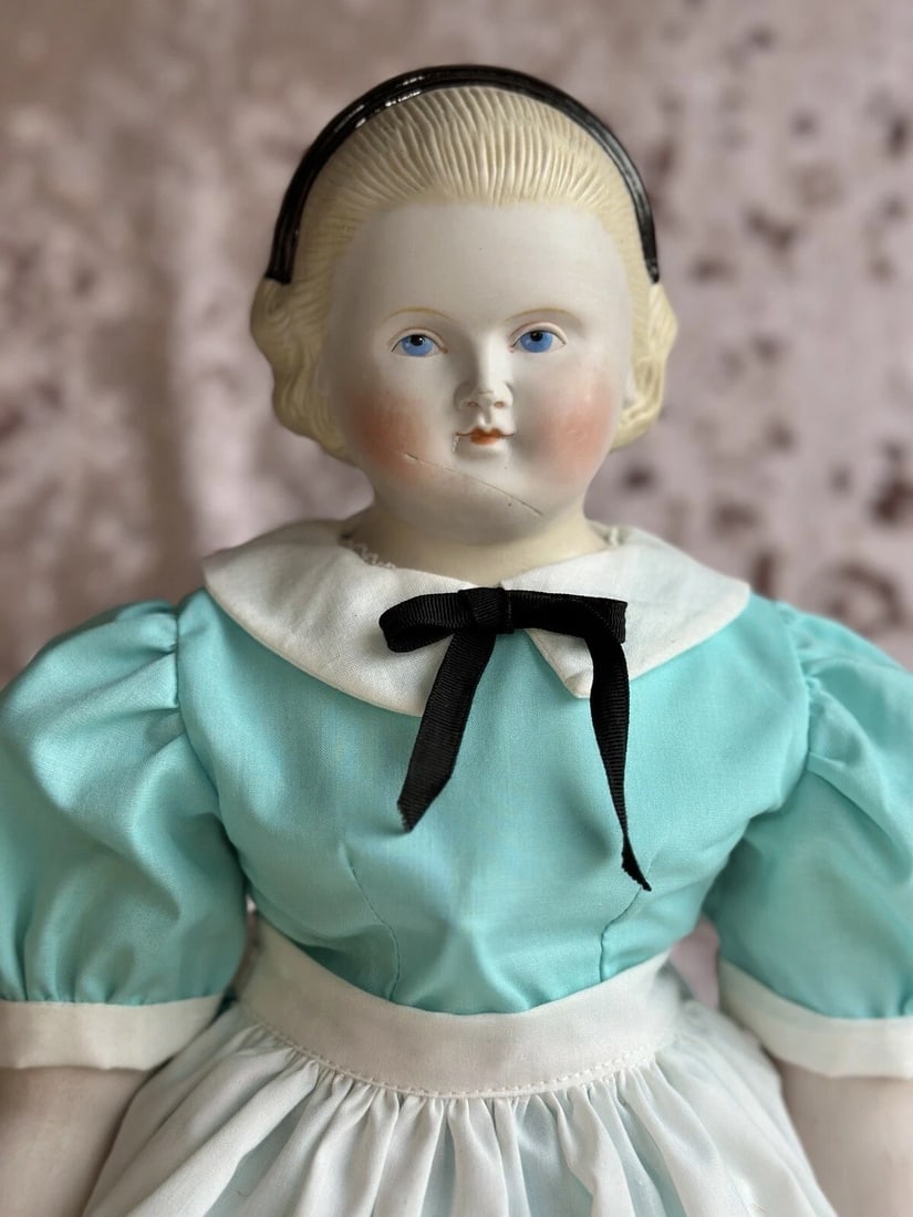 Antique German Large 22?? Alice in Wonderland Parian Bisque Head China Doll (1 of 11)