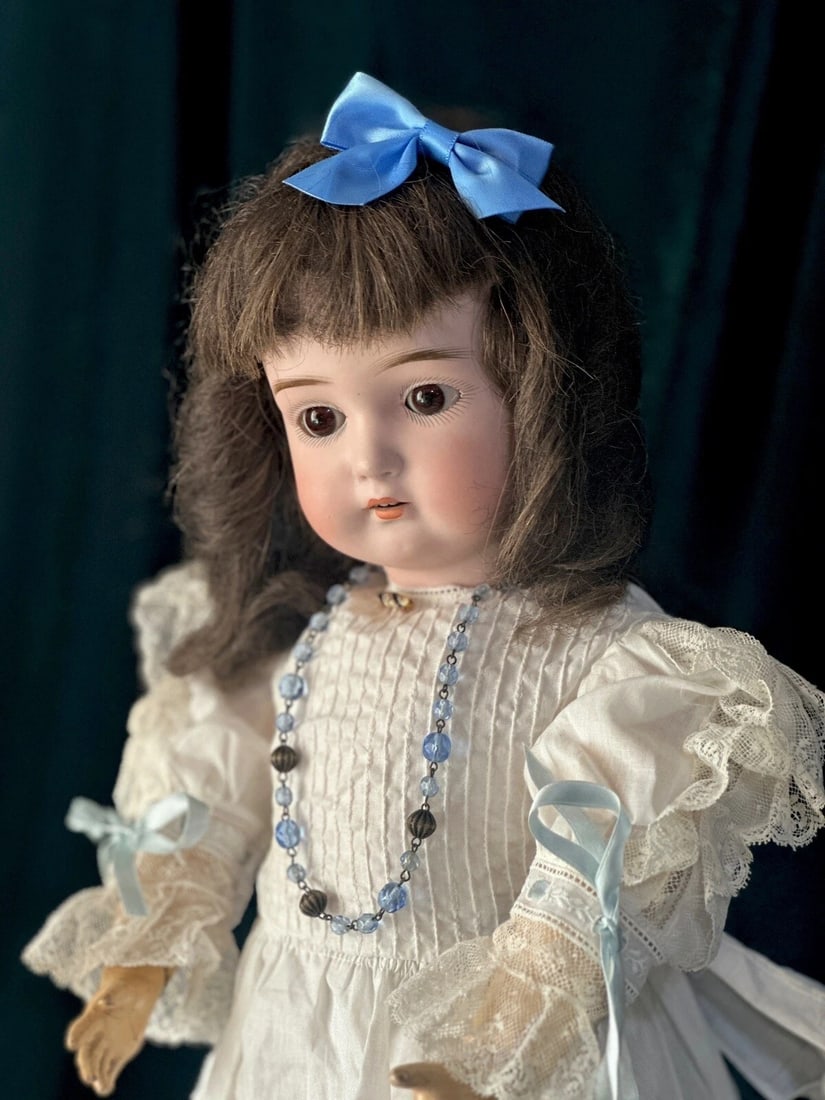 Porcelain Reproduction of Antique German Kestner Baby Boy 19” Doll: Beautiful reproduction of antique German boy doll. All porcelain. The boy is signed and dated. Despite the age the doll is in a very good condition. No damage to the doll. The boy is beautifully style