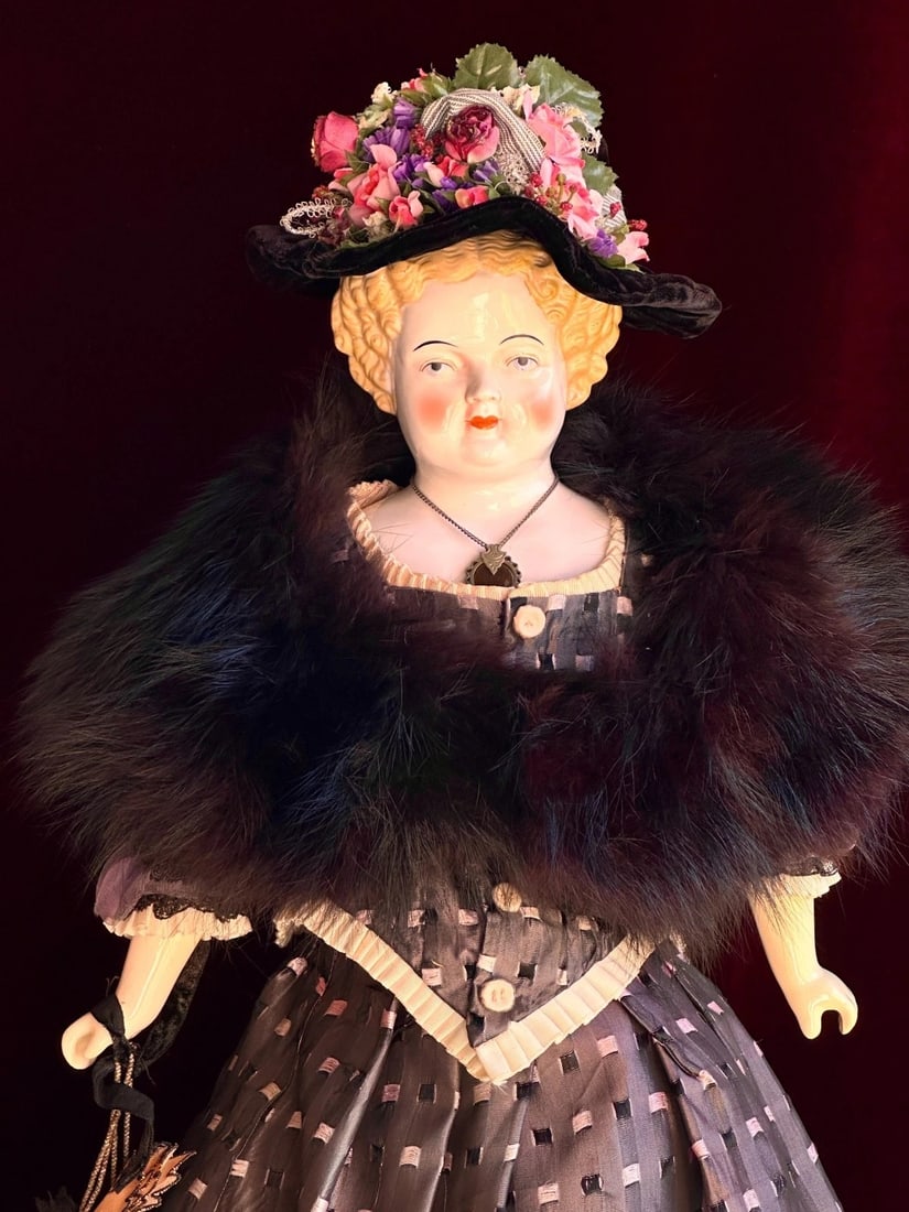 Vintage Japanese 26" Flat Top Highbrow China Shoulder Head Blonde Doll (1 of 20)