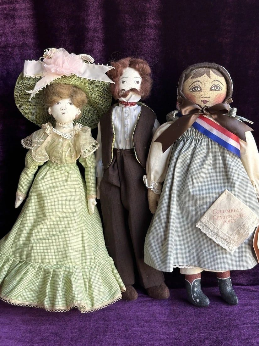 Lot of 3 Vintage Cloth Dolls Rappahannock Rags and Sharon Lee (1 of 17)