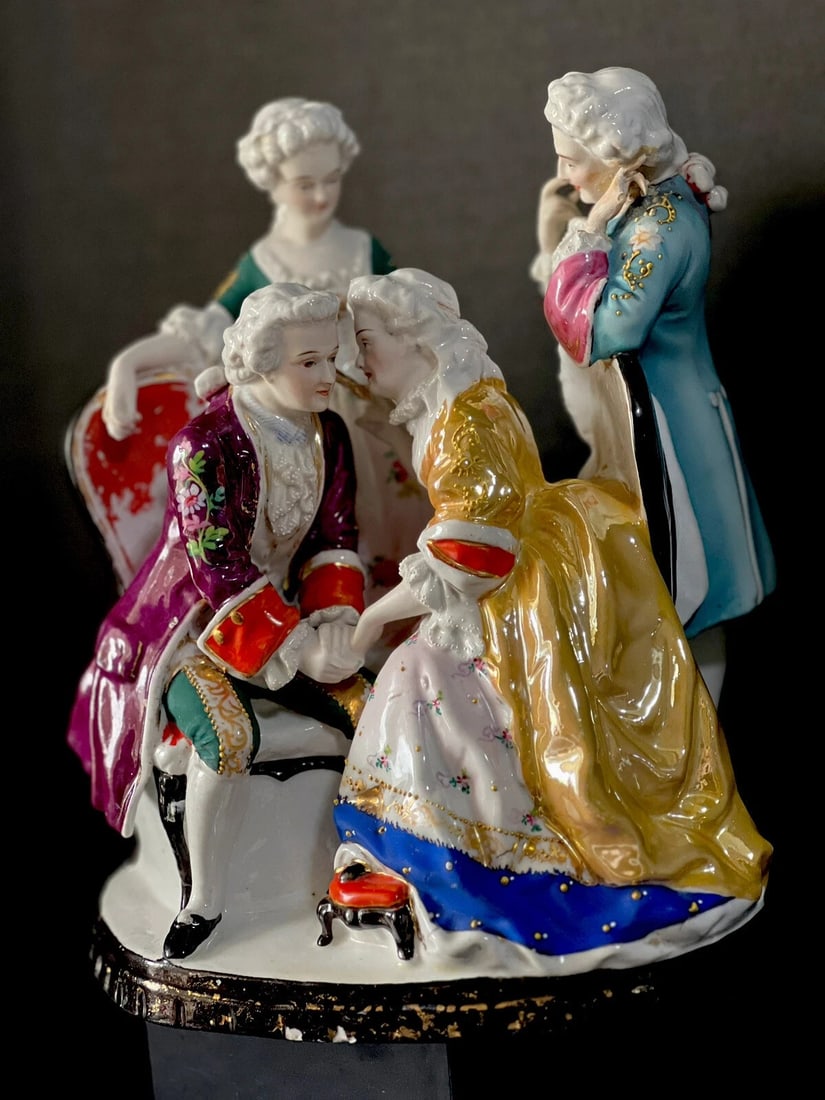 Antique (?) Porcelain Large Figural Group Victorian Style Figurine (1 of 17)